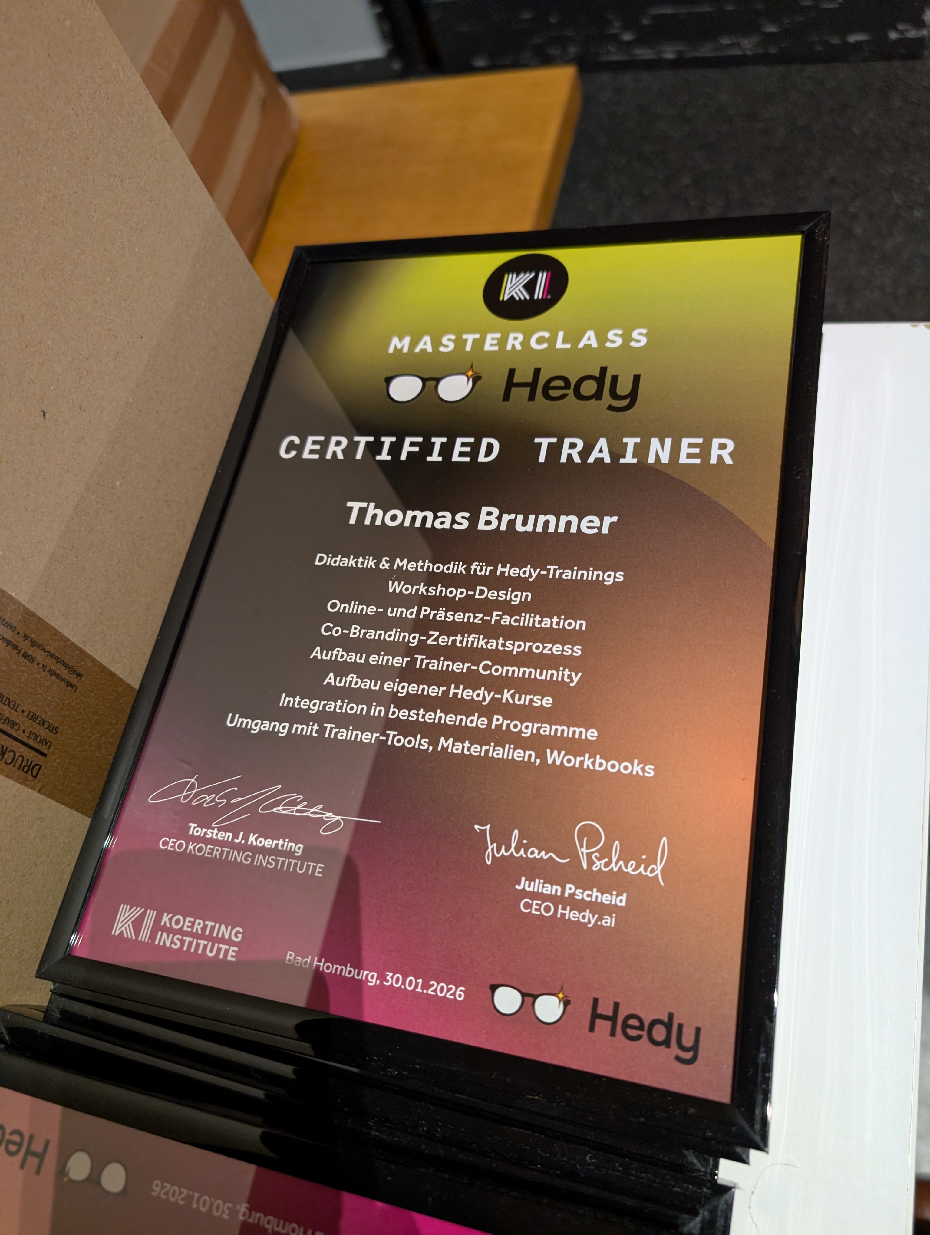 Jeder zertifizierte Trainer erhält ein offizielles Zertifikat